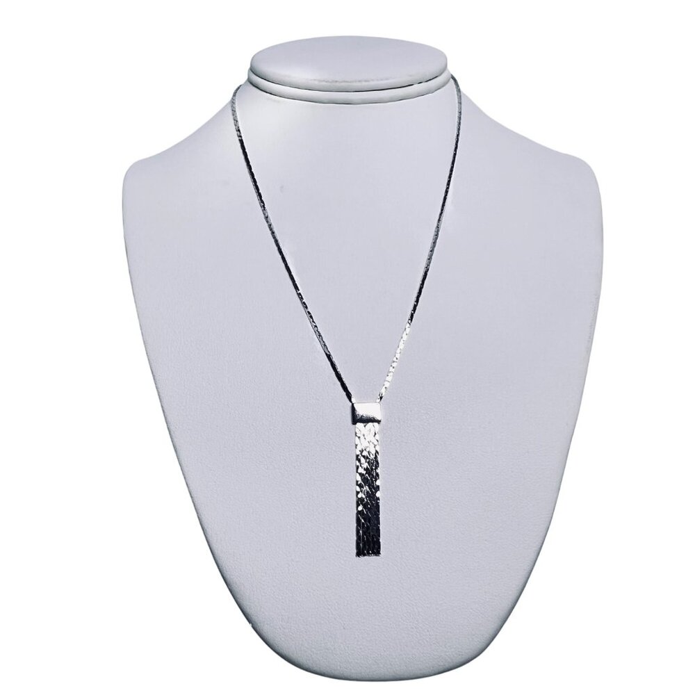 Avon Silver Tone Triangle Link Necklace With Tassel Pendant (5813)